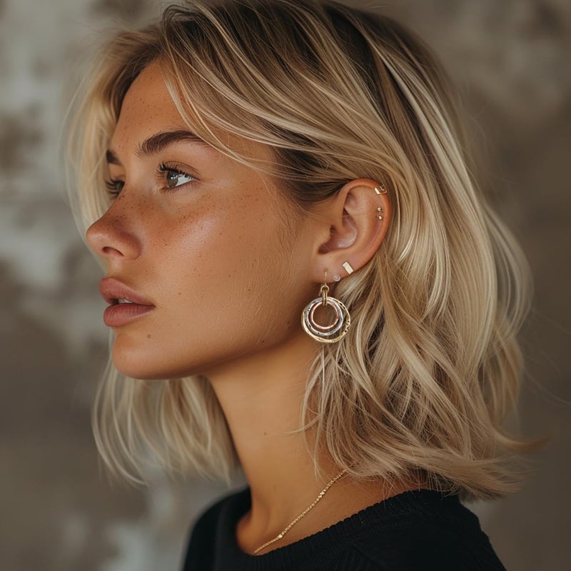 SPUNKYsoul 3 Circle Boho Earrings - Handmade, Lightweight 2-Inch Bohemian Dangle Earrings for Women - Trendy, Vintage, Unique Jewelry - Ideal for Weddings & Gifting (Gold, Silver, Copper) - Image 4